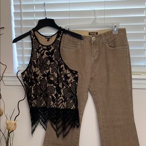 🤩 Unique Black Lace Top and Jean set